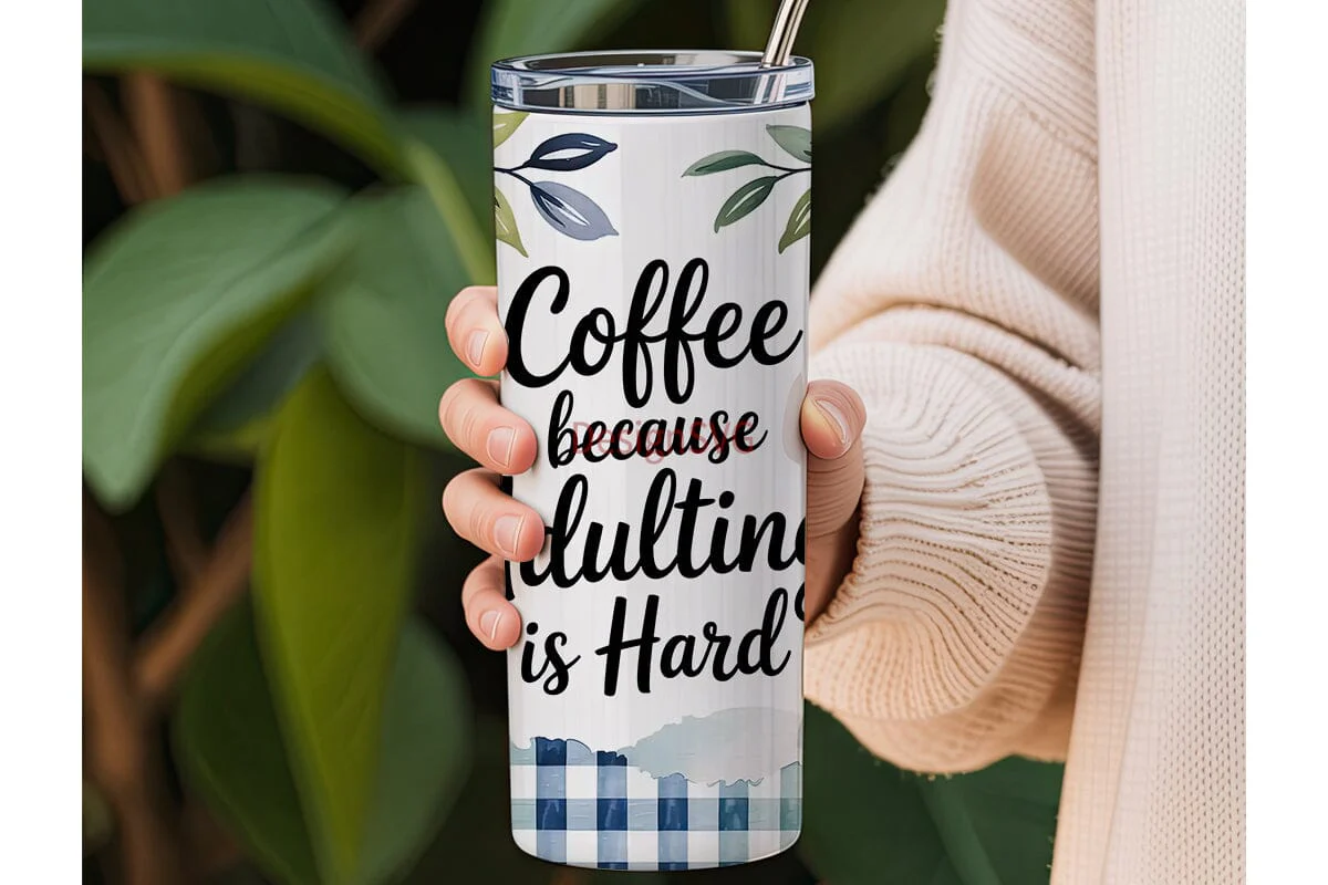 Blue Floral Coffee Tumbler Wrap - Image 3