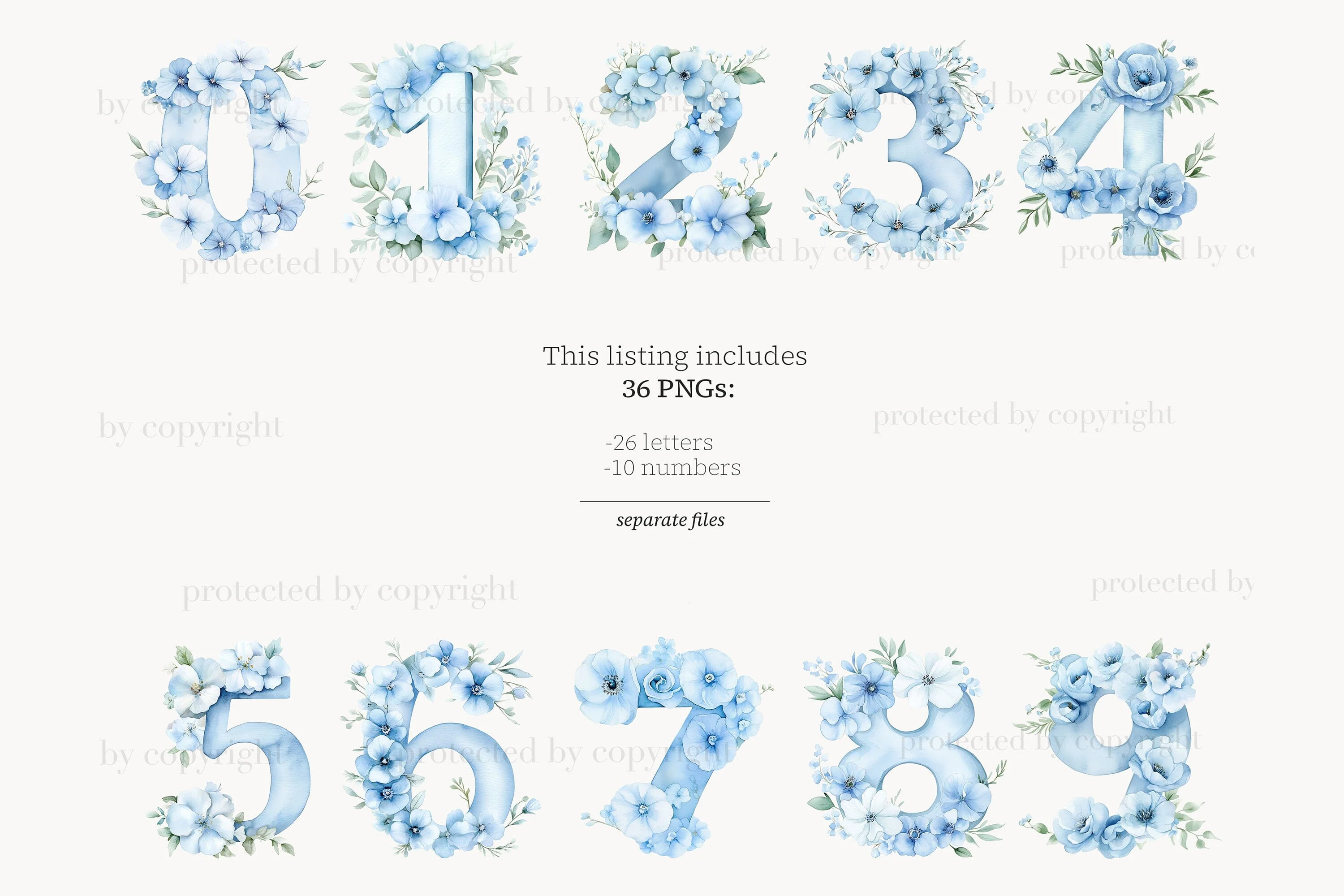 Blue Flower Alphabet | Floral Letters Printable - Image 3