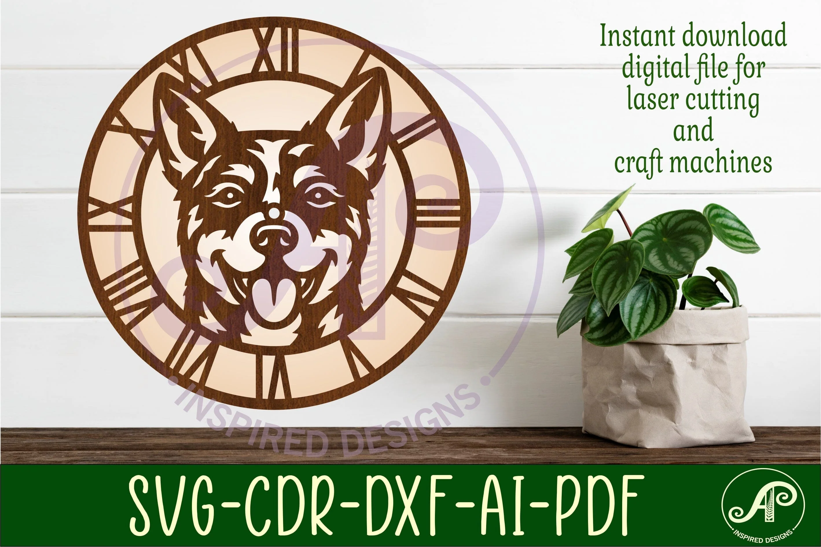 Blue Heeler dog clock wall clock laser cut file - Image 2