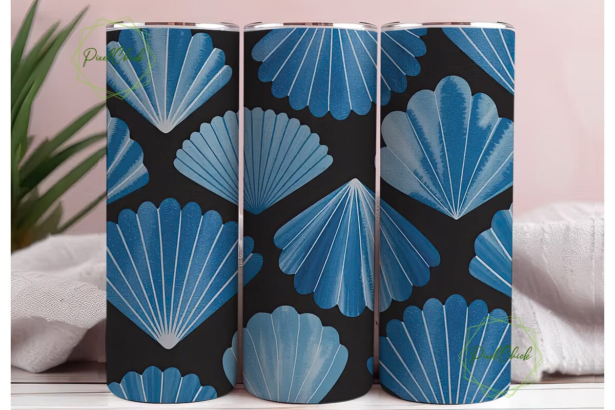 Blue Watercolor Fan 20oz Tumbler Wrap - Image 3
