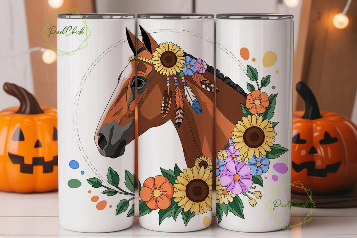 Boho Horse Floral Tumbler Wrap - Image 2