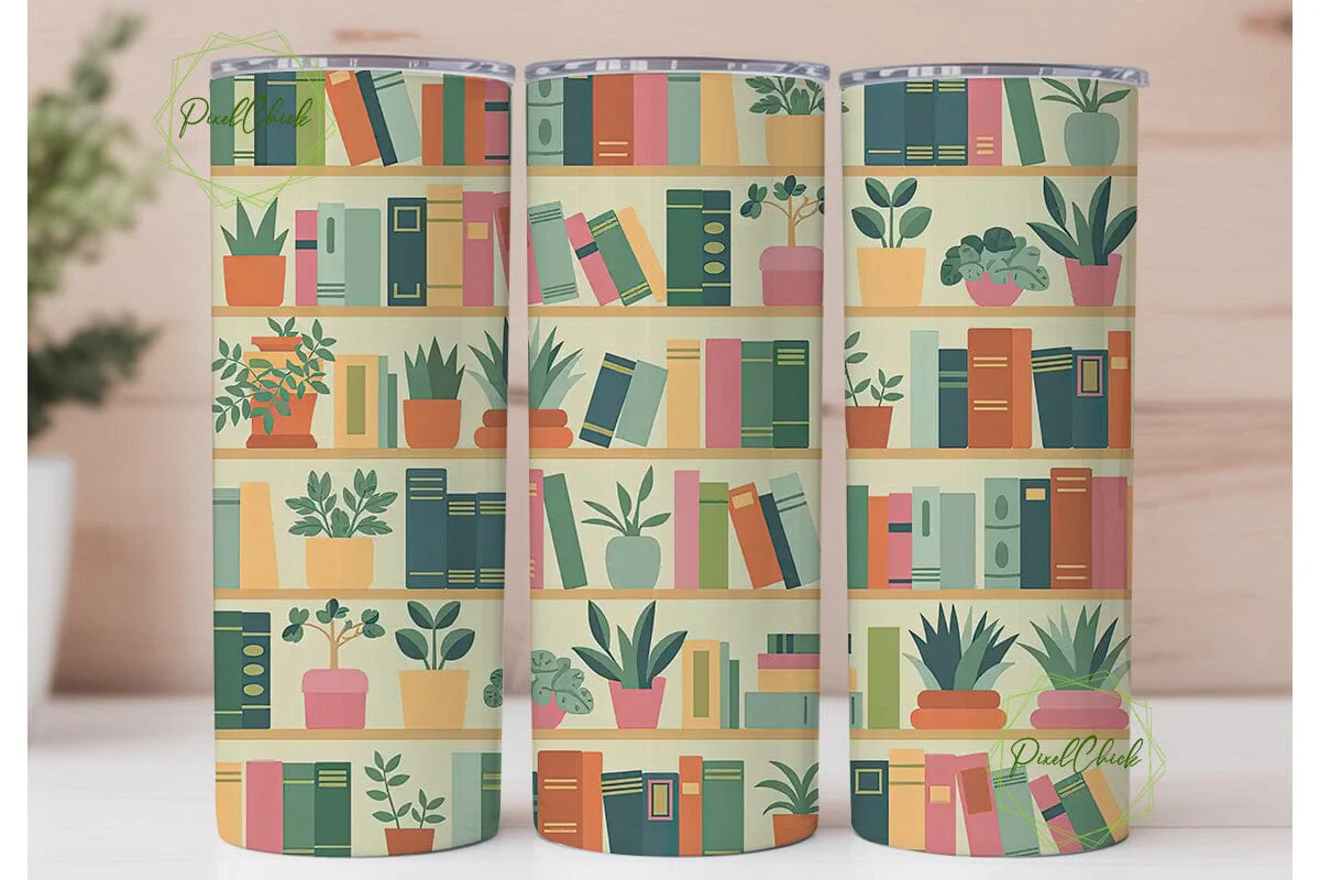 Bookshelf & Plants 20oz Tumbler Wrap