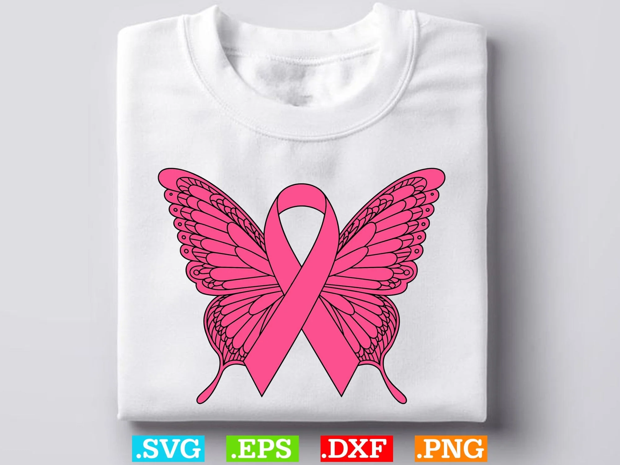 Breast Cancer Awareness Butterfly SVG Bundle, Cancer Ribbon SVG, Butterfly Awareness, Digital Download - Image 3