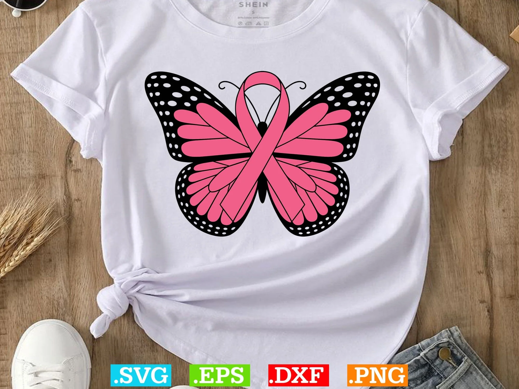 Breast Cancer Awareness Butterfly SVG Bundle, Cancer Ribbon SVG, Butterfly Awareness, Digital Download - Image 6