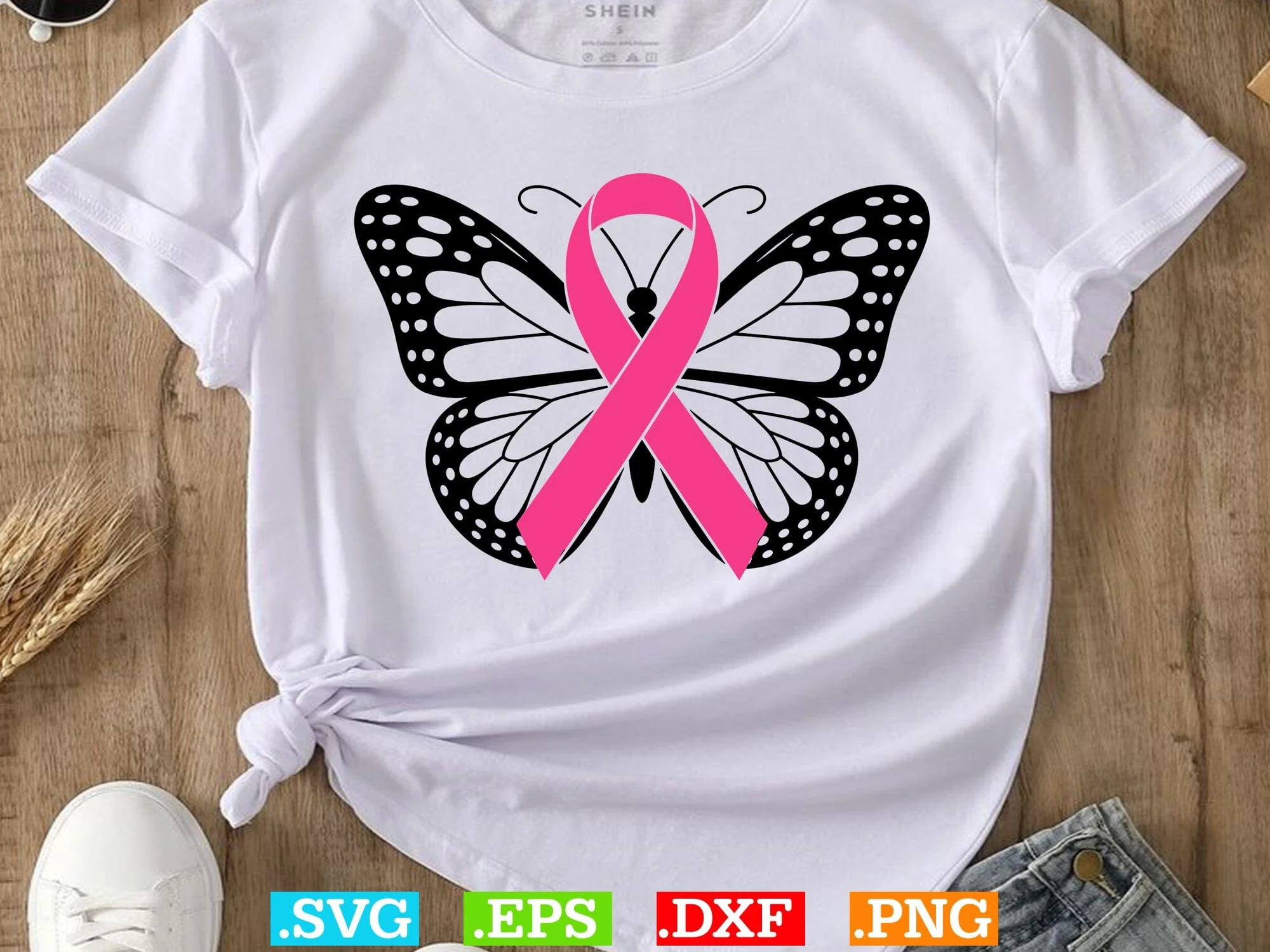 Breast Cancer Awareness Butterfly SVG Bundle, Cancer Ribbon SVG, Butterfly Awareness, Digital Download - Image 8