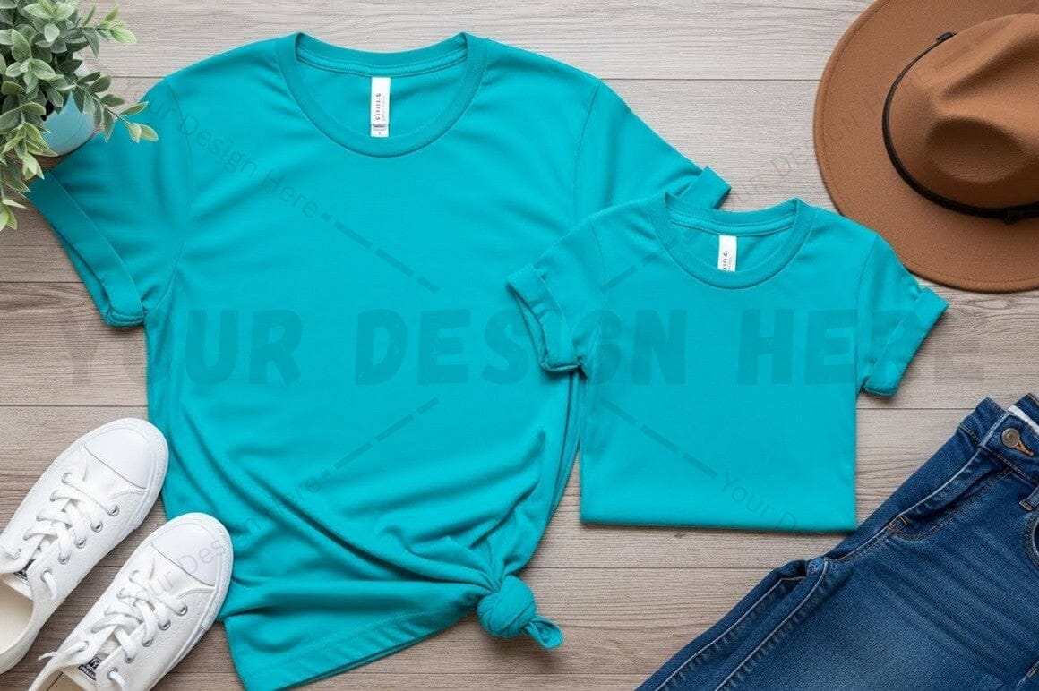 Bright blue t-shirt mockup design