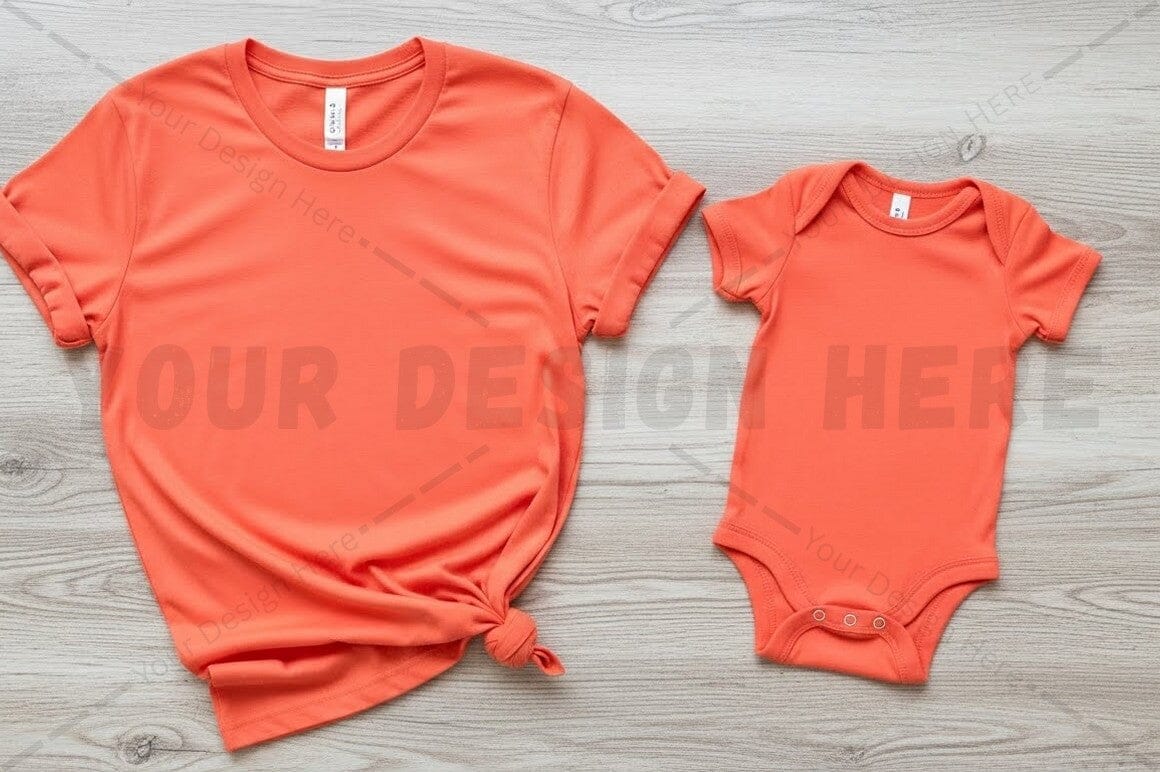 Bright orange t-shirt and onesie set