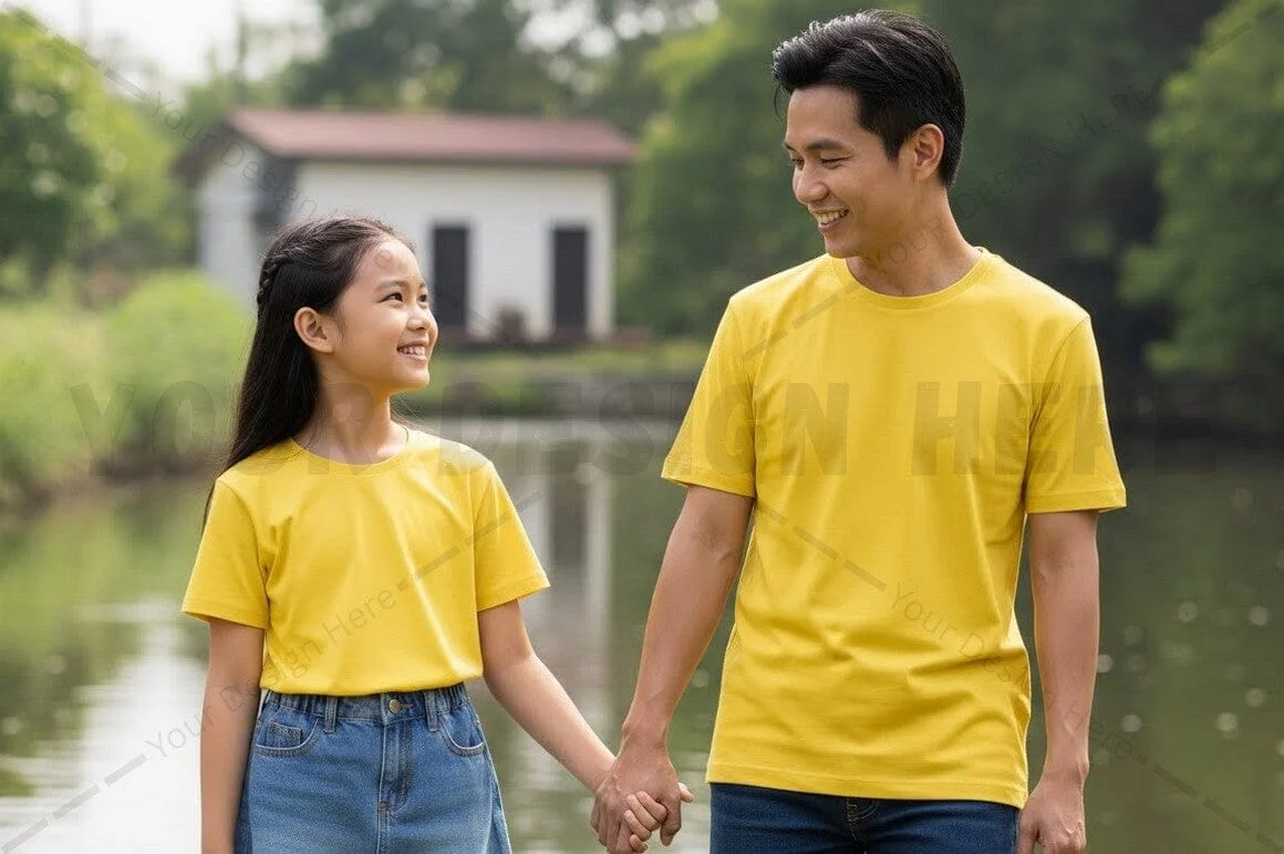 Bright yellow t-shirt mockup design