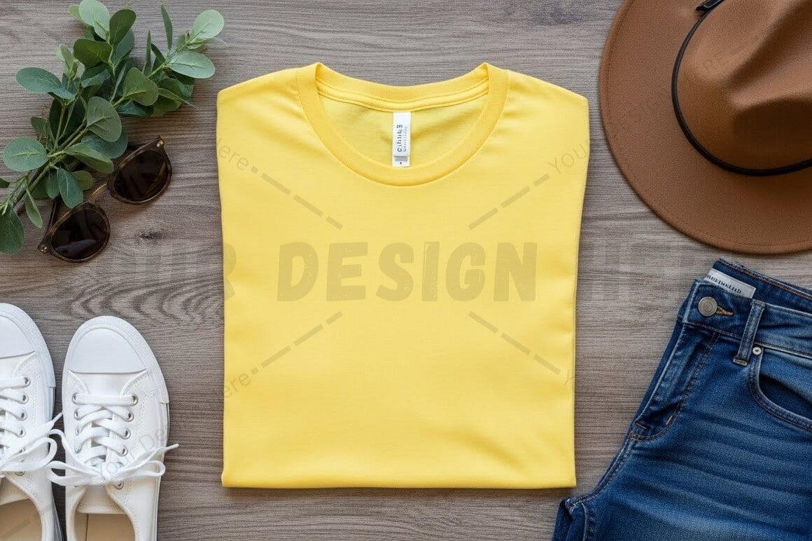 Bright yellow t-shirt mockup design