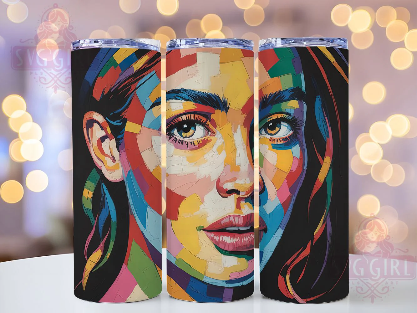 Broken Glass Abstract Tumbler Wrap, Abstract Art, Modern Design, Edgy Style, Creative Expression, Tumbler Wrap, Sublimation Design