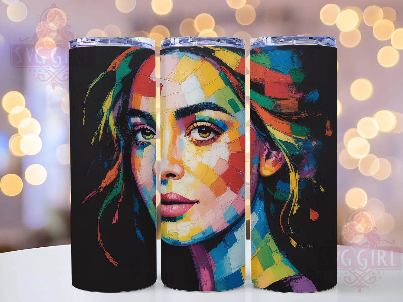Broken Glass Abstract Tumbler Wrap, Abstract Art, Modern Design, Edgy Style, Creative Expression, Tumbler Wrap, Sublimation Design