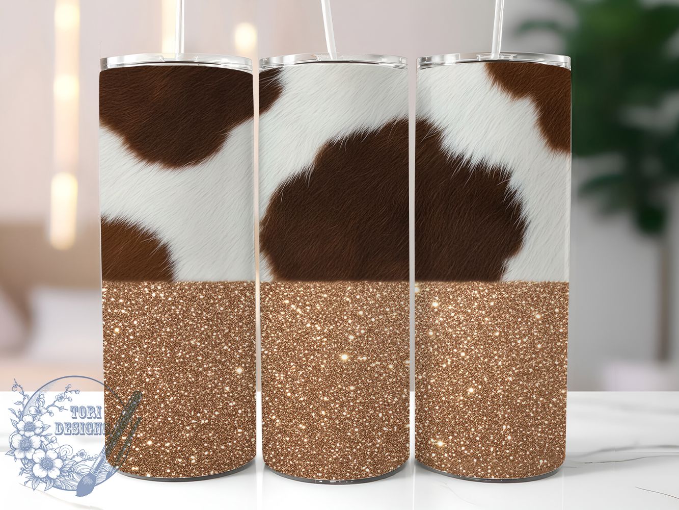 Brown Glitter Horse Tumbler, Brown Glitter, Western Style, Rustic Theme, Animal Pattern, 20Oz Tumbler, Sublimation Wrap