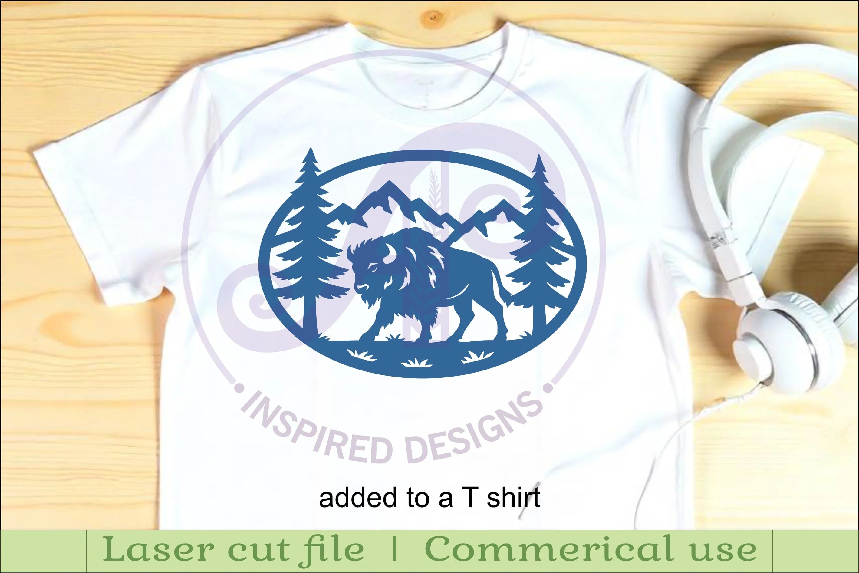 Buffalo mountain scene Oval wall sign laser cut file - Image 3