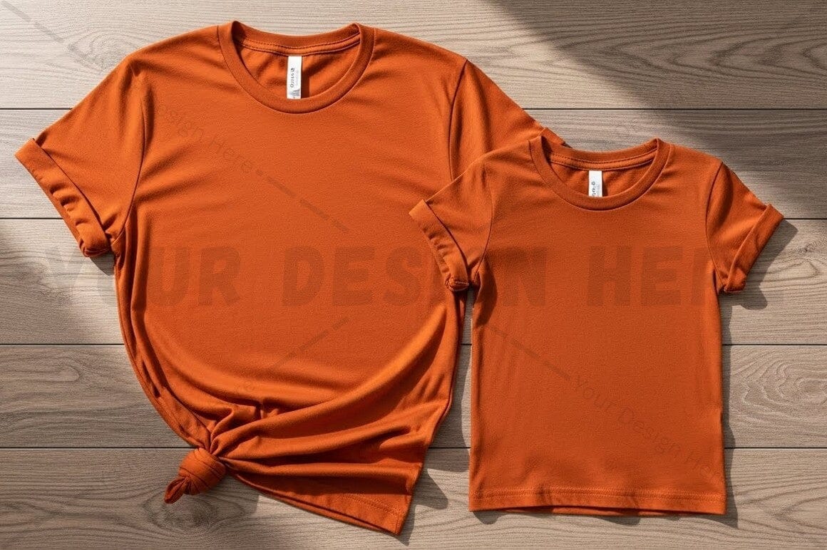 Burnt orange t-shirt set for adult and child
