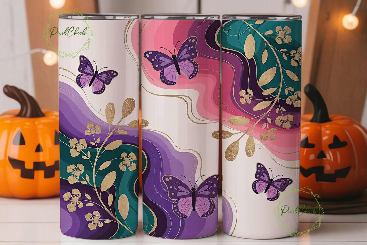 Butterfly Marble 20oz Tumbler Wrap - Image 2