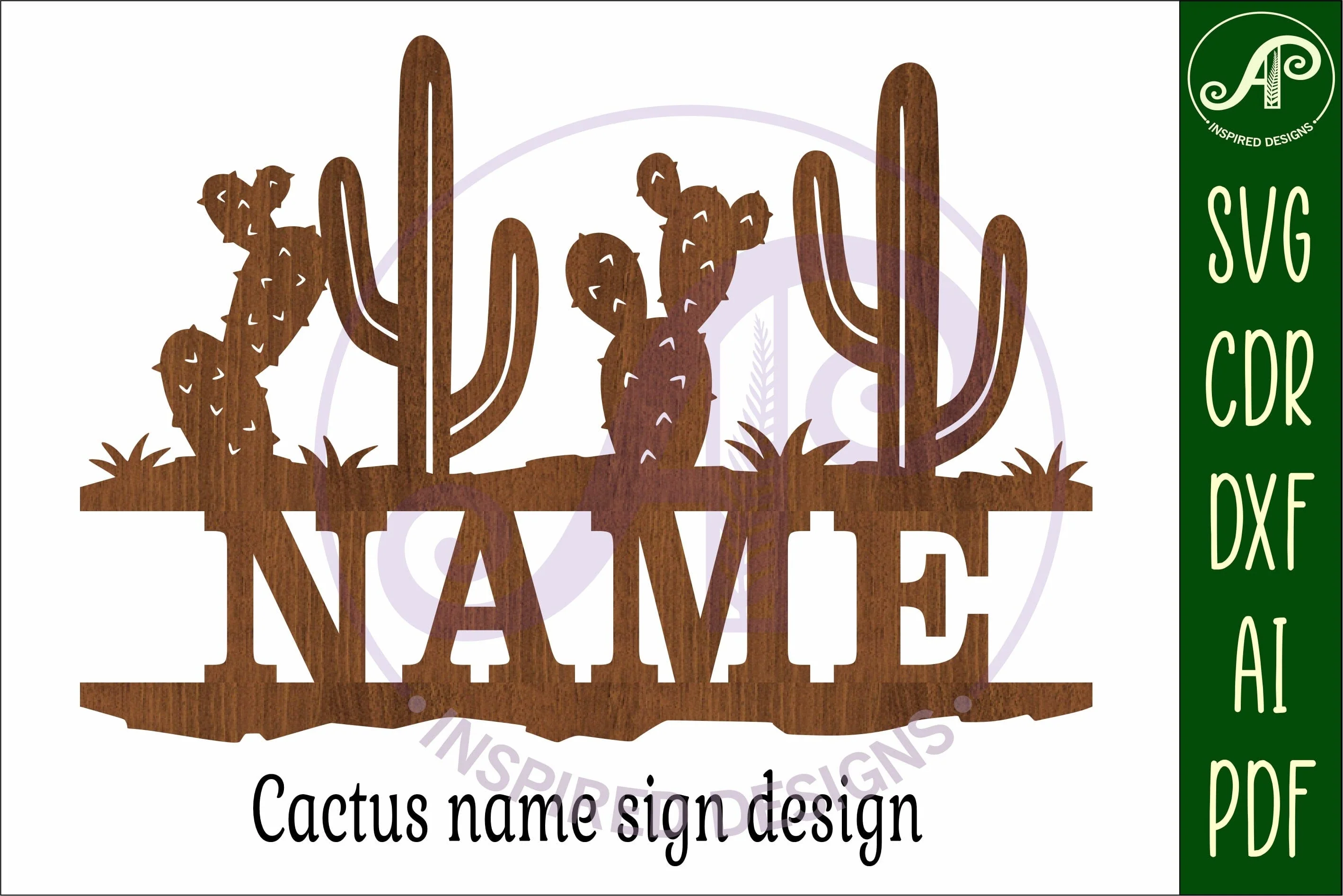 Cactus Desert Name sign svg laser cut template - Image 5