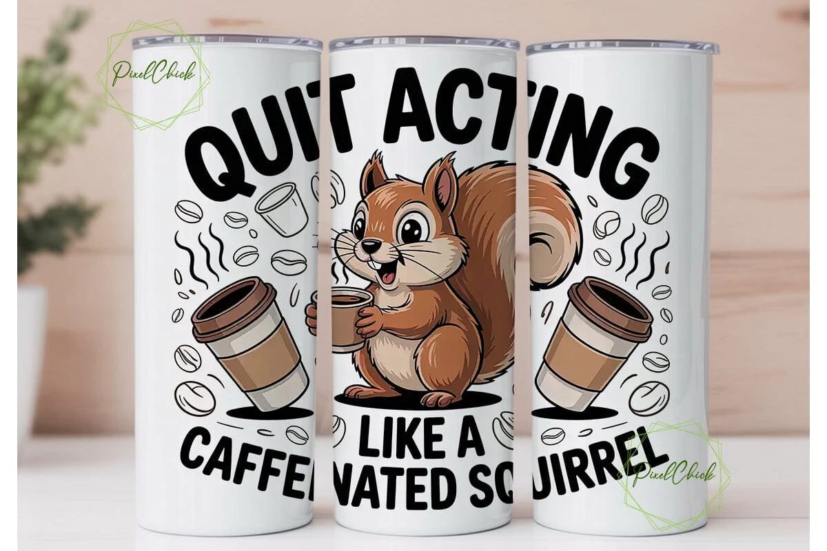 Caffeinated Squirrel 20oz Tumbler Wrap - Image 2