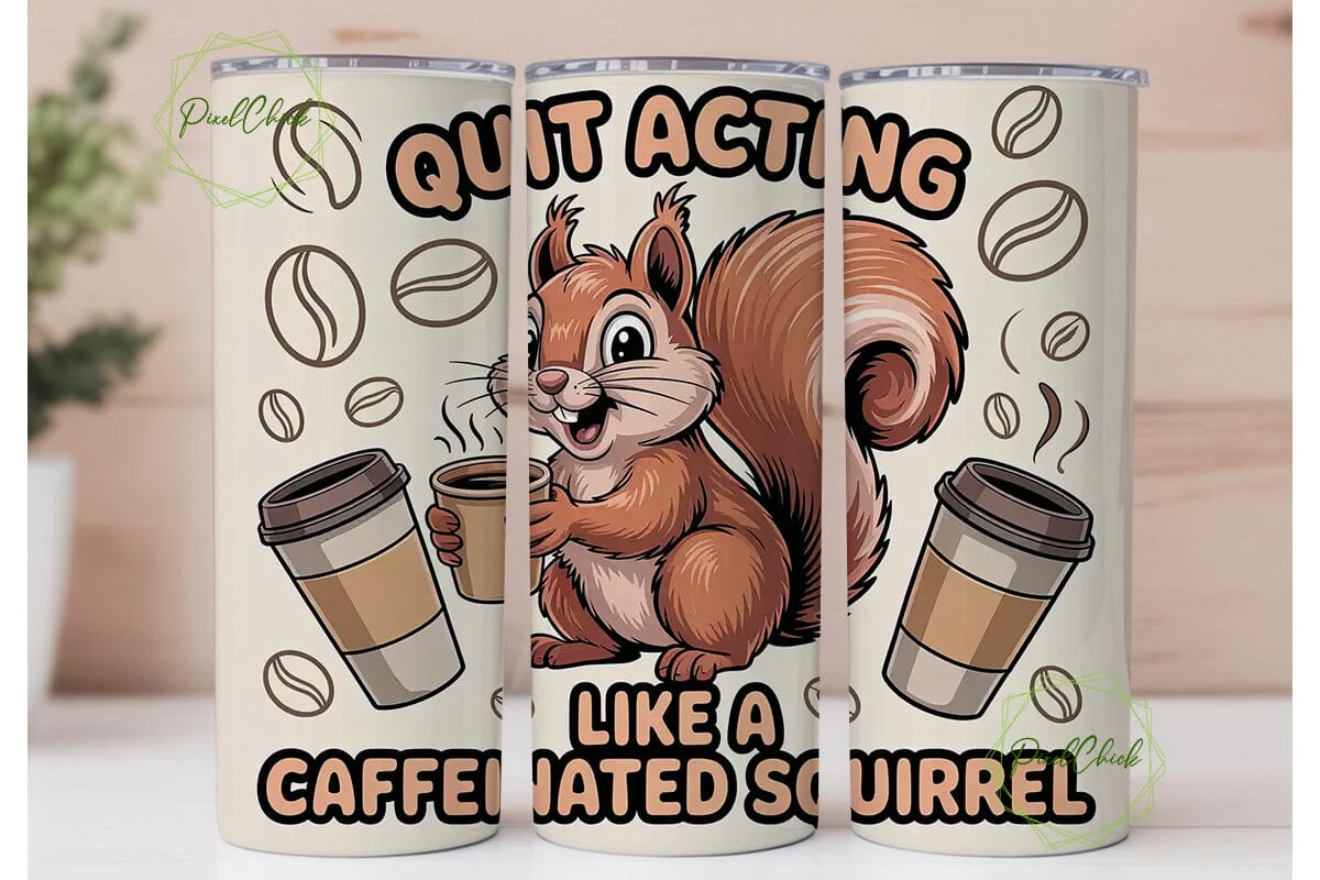Caffeinated Squirrel 20oz Tumbler Wrap - Image 2