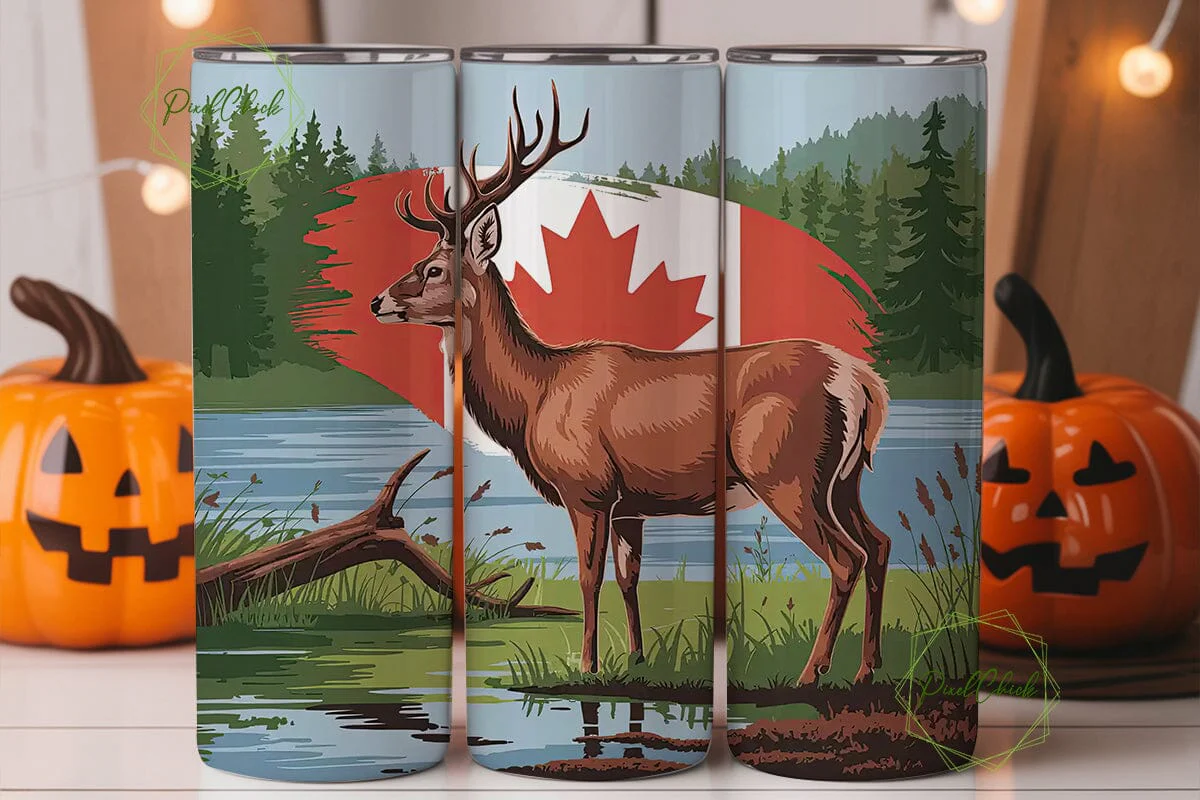 Canadian Deer 20oz Tumbler Wrap - Image 2