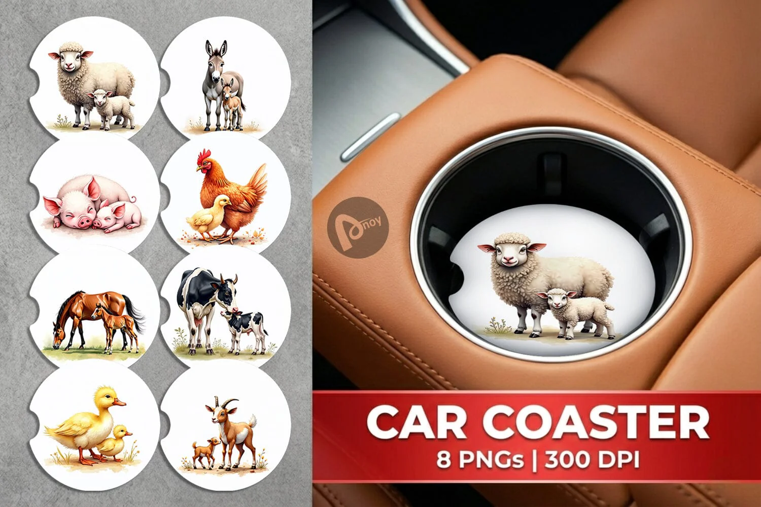 Car Coaster Farmyard Babies