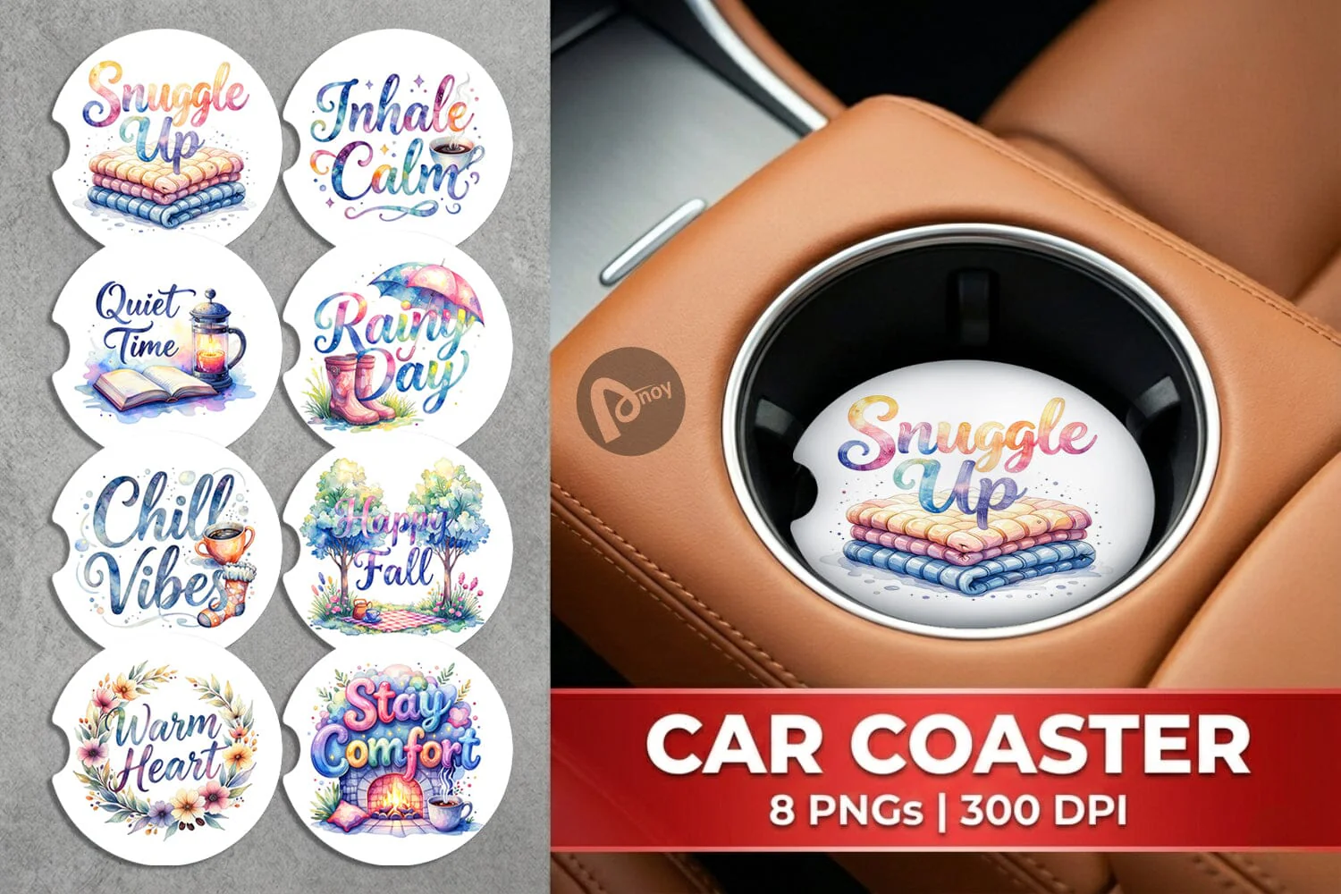 Car Coaster Hygge Fall Snuggle Quotes