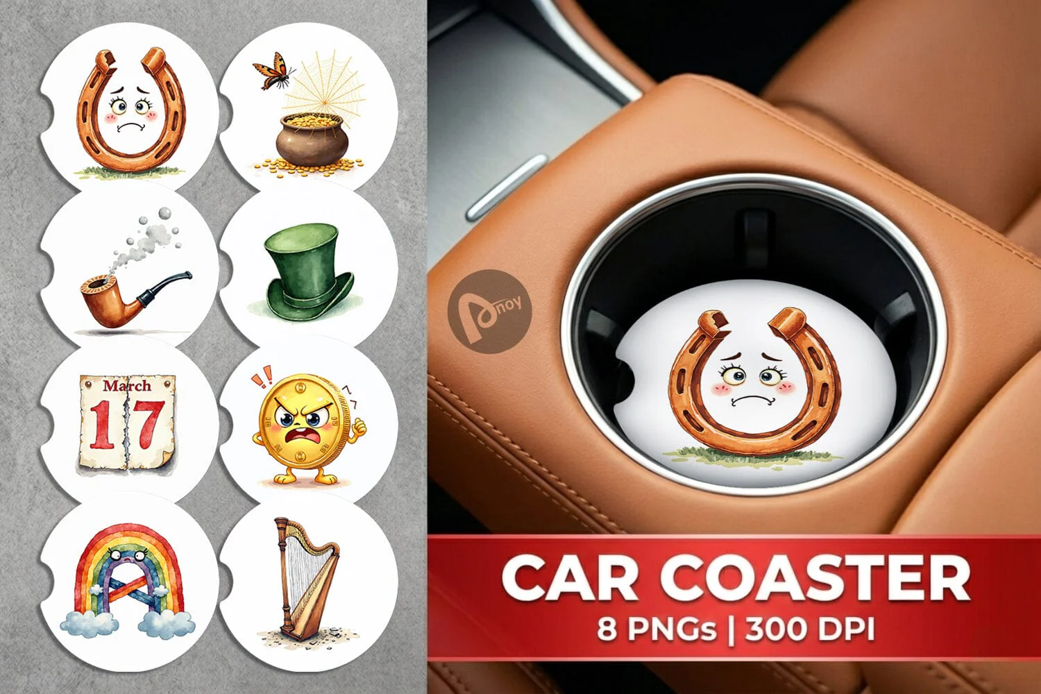 Car Coaster Unlucky Charms Retro