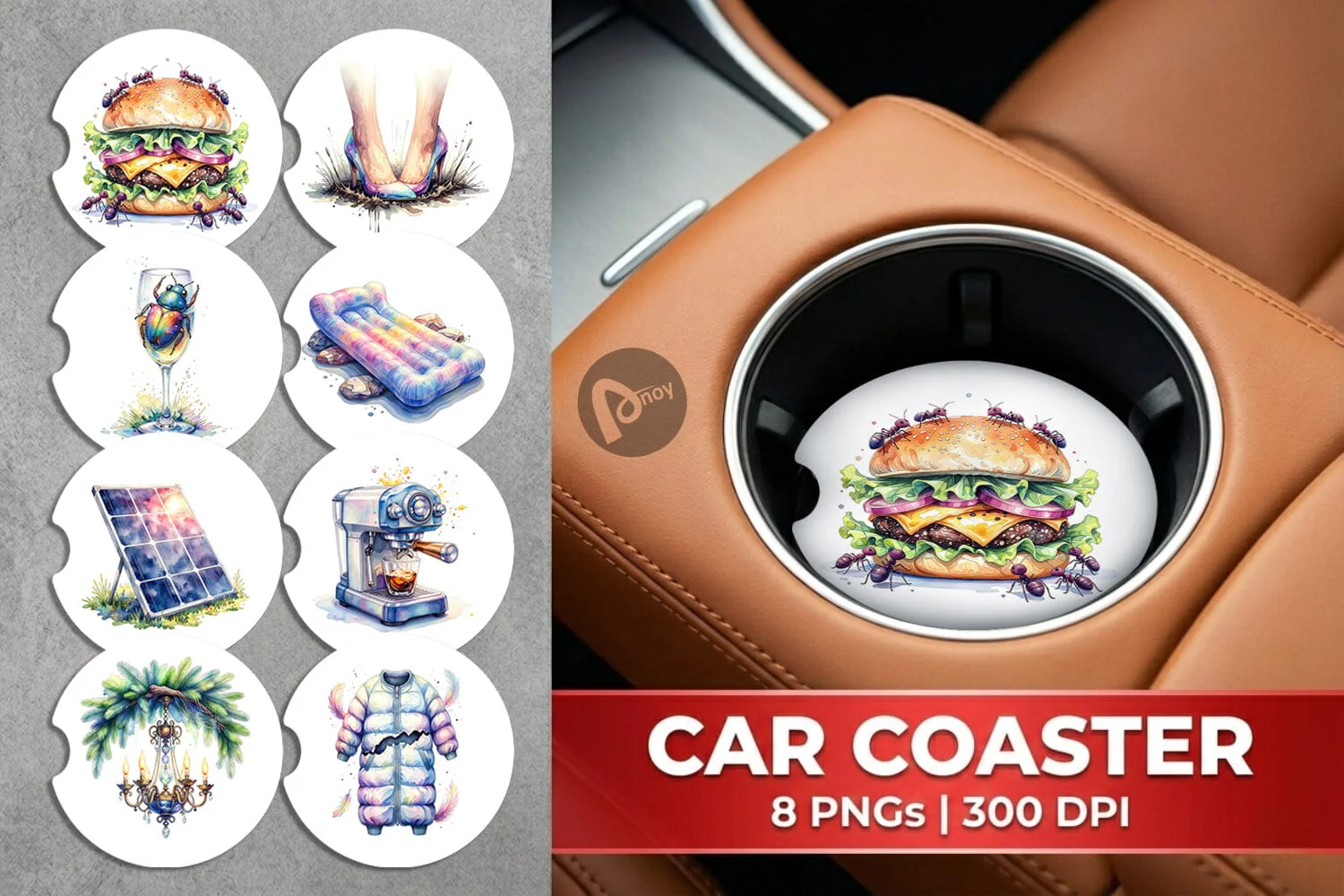 Car Coaster Watercolor Sarcastic Glamping Fails