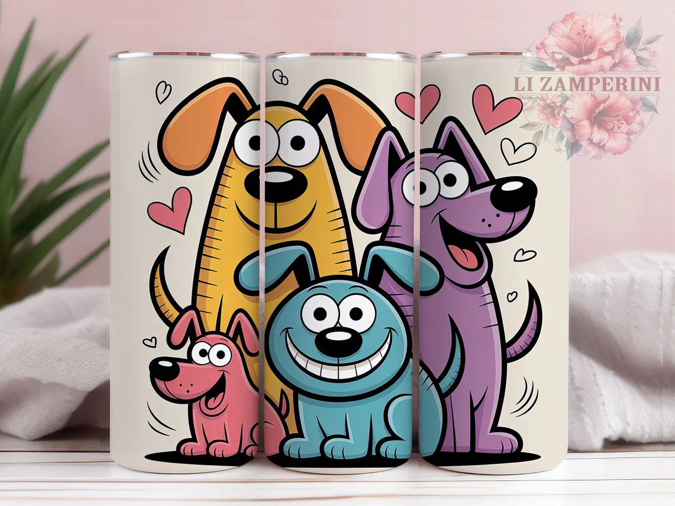 Cartoon Puppy Lover Tumbler, Dog Lover, Cute Puppy, Whimsical Art, Playful Design, 20Oz Tumbler, Sublimation Wrap
