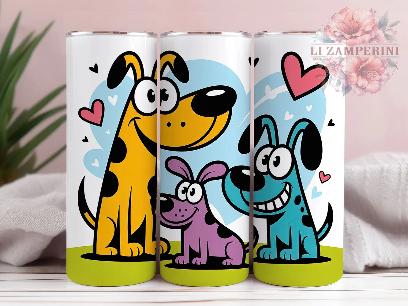 Cartoon Puppy Lover Tumbler, Dog Lover, Cute Puppy, Whimsical Art, Playful Design, 20Oz Tumbler, Sublimation Wrap