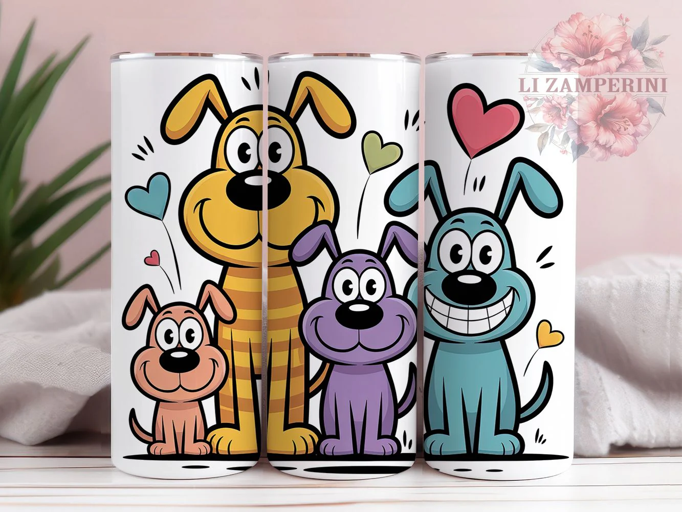 Cartoon Puppy Lover Tumbler, Dog Lover, Cute Puppy, Whimsical Art, Playful Design, 20Oz Tumbler, Sublimation Wrap