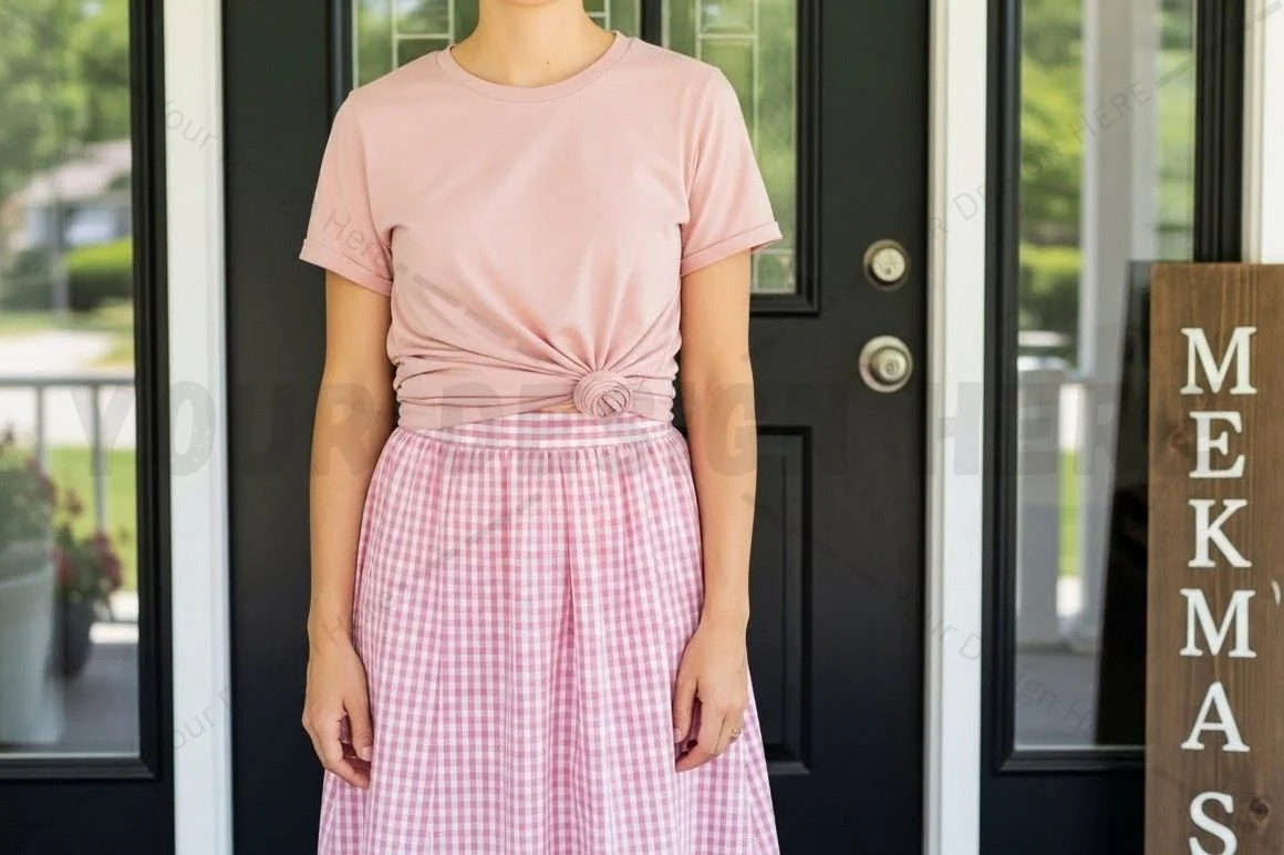 Casual pink t-shirt mockup design