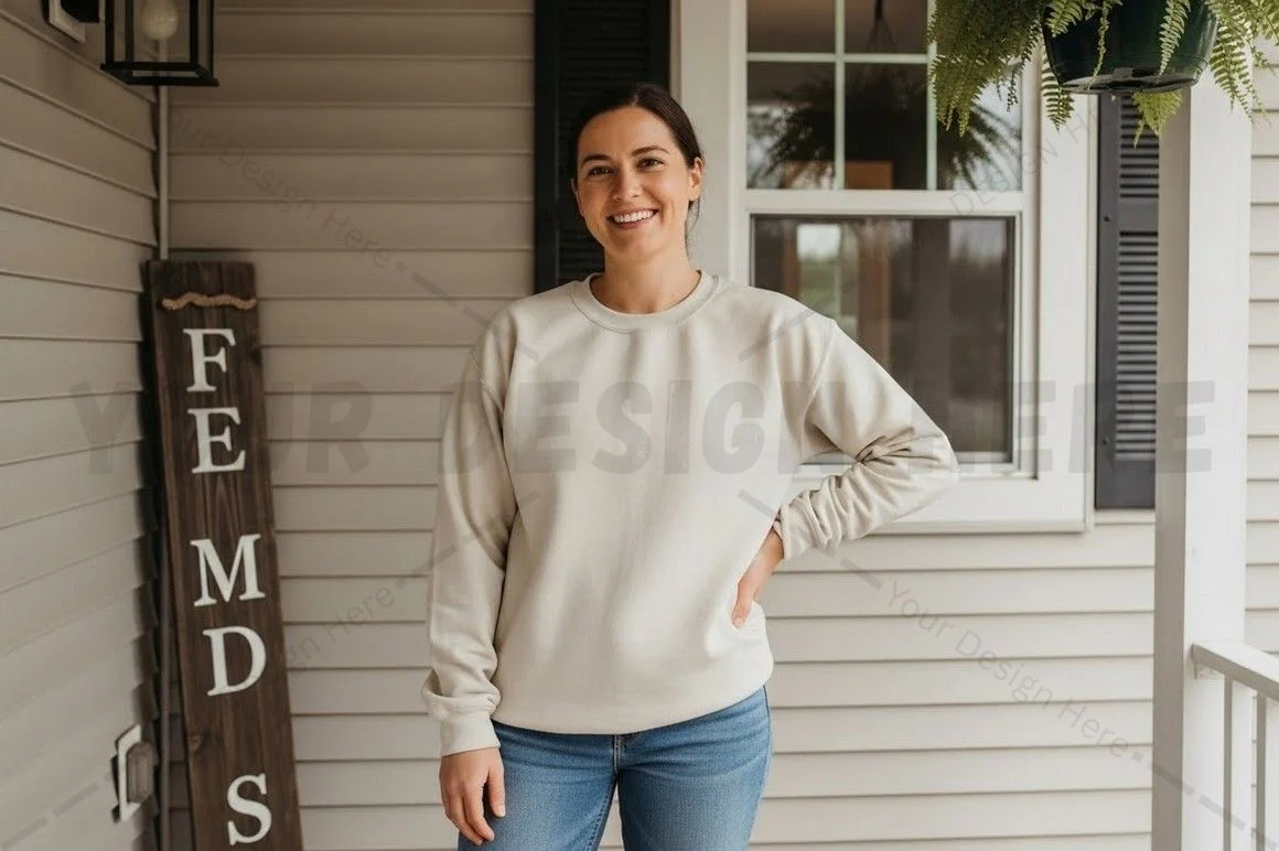 Casual white sweatshirt t-shirt mockup design