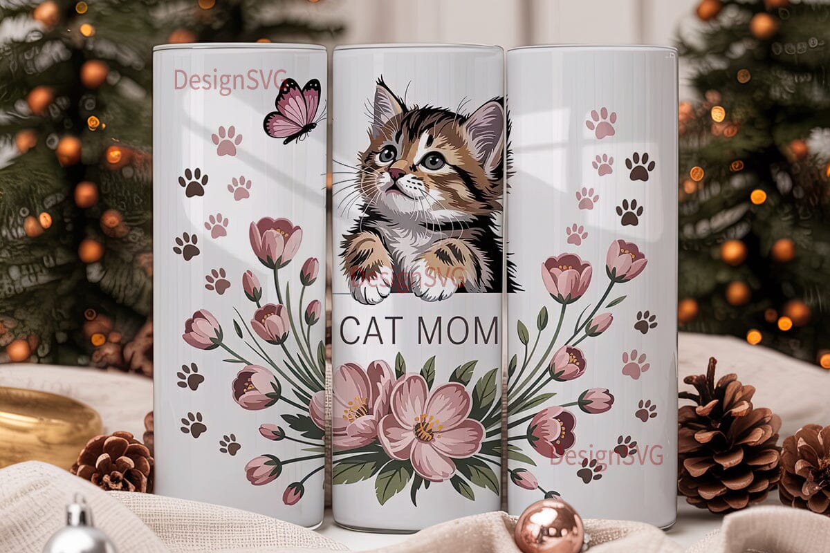 Cat Mom 20oz Tumbler Wrap - Image 2