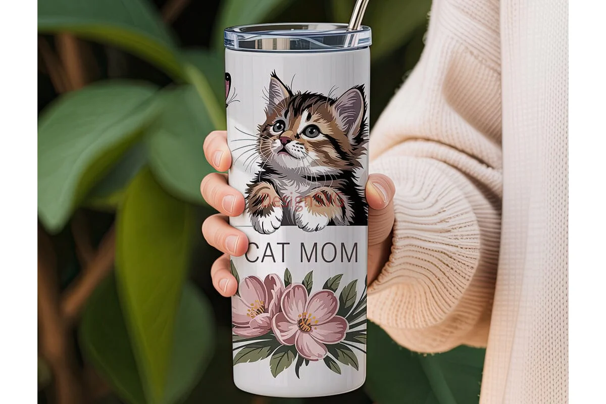 Cat Mom 20oz Tumbler Wrap - Image 3