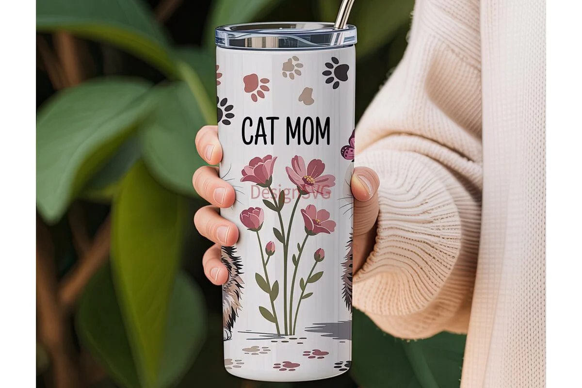 Cat Mom 20oz Tumbler Wrap - Image 3