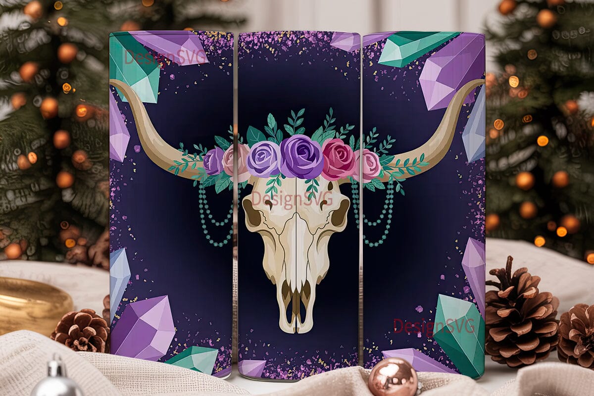 Celestial Longhorn Skull 20oz Tumbler - Image 2
