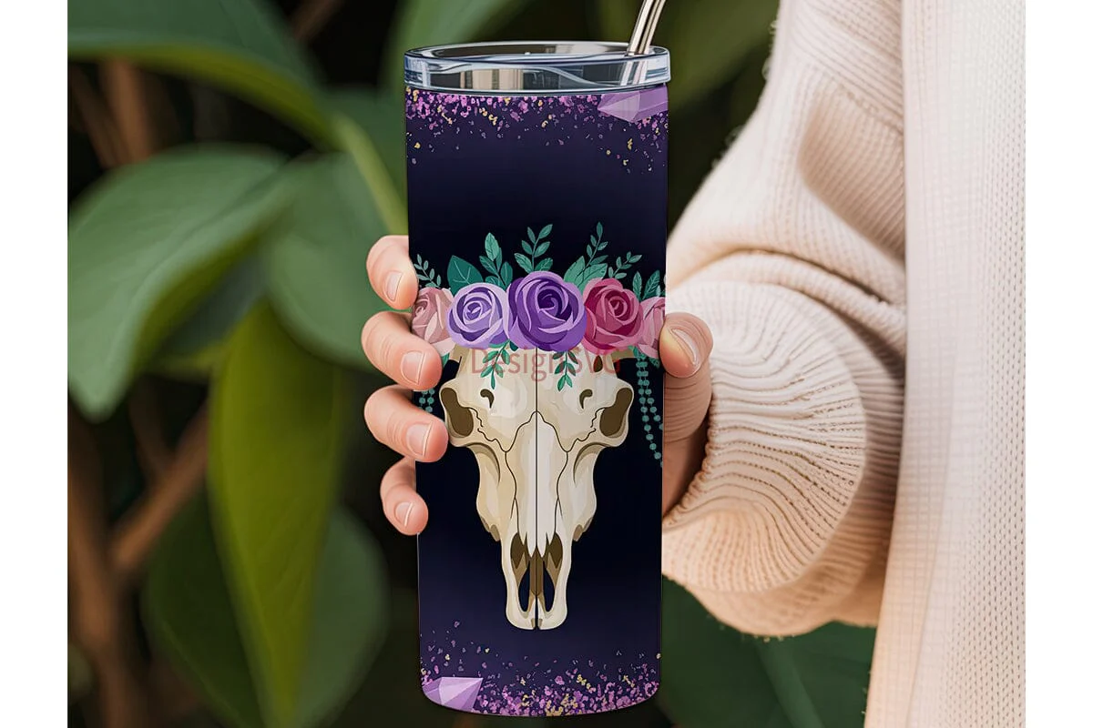 Celestial Longhorn Skull 20oz Tumbler - Image 3