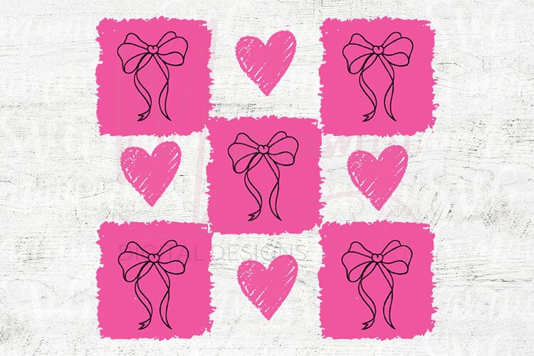 Checkered Valentine’s Day PNG – Trendy Pink Valentine Design, Retro Love Aesthetic, Cute Hearts Graphic - Image 4