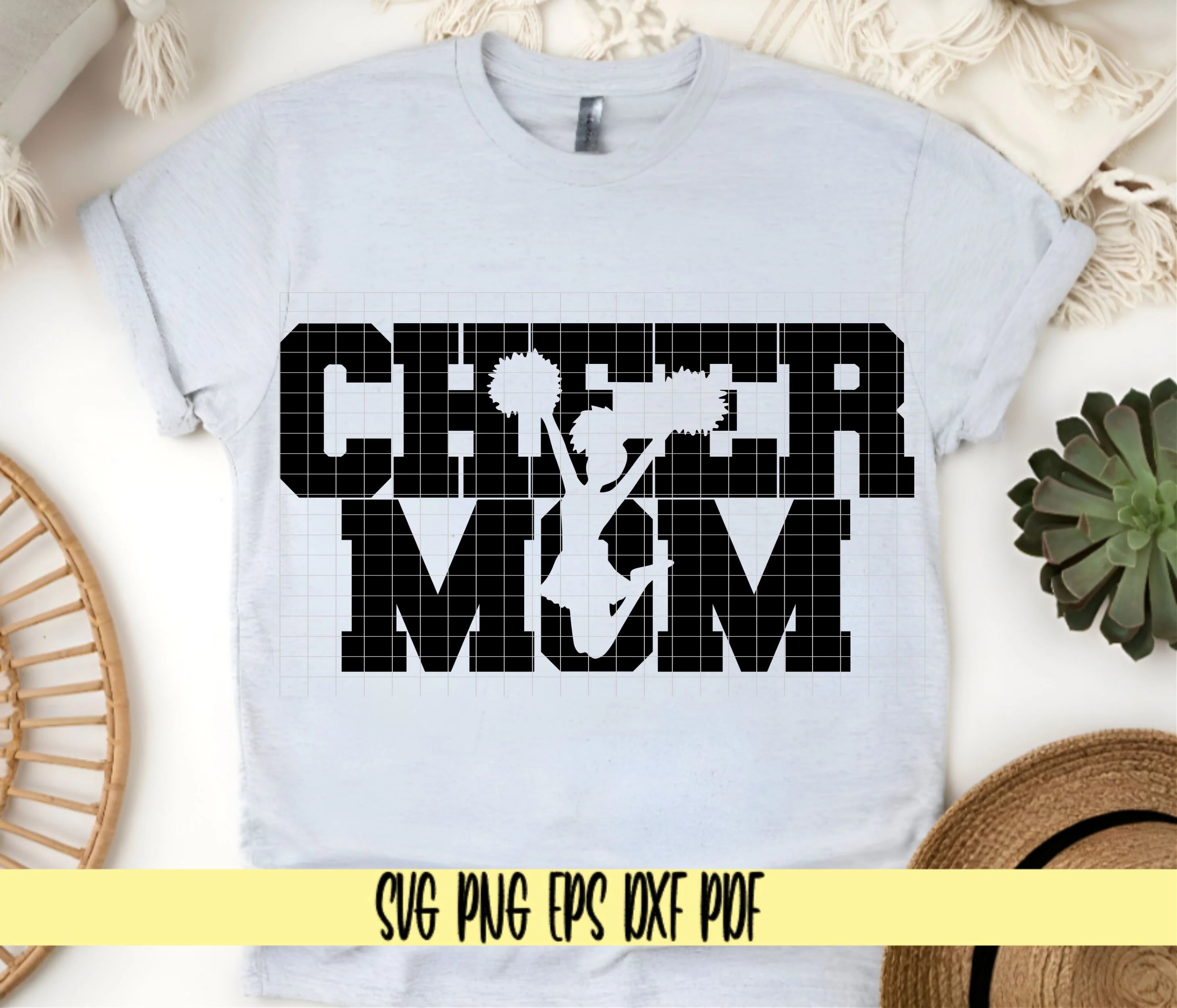 Cheer Mom Varsity Design - Cheerleader Spirit Shirt - Digital Cut File for Cricut - SVG PNG PDF DXF EPS