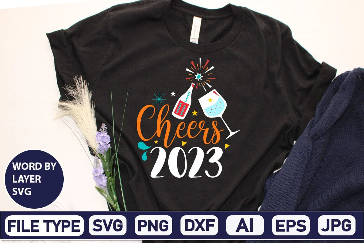 Cheers 2023 SVG Cut File - Image 2