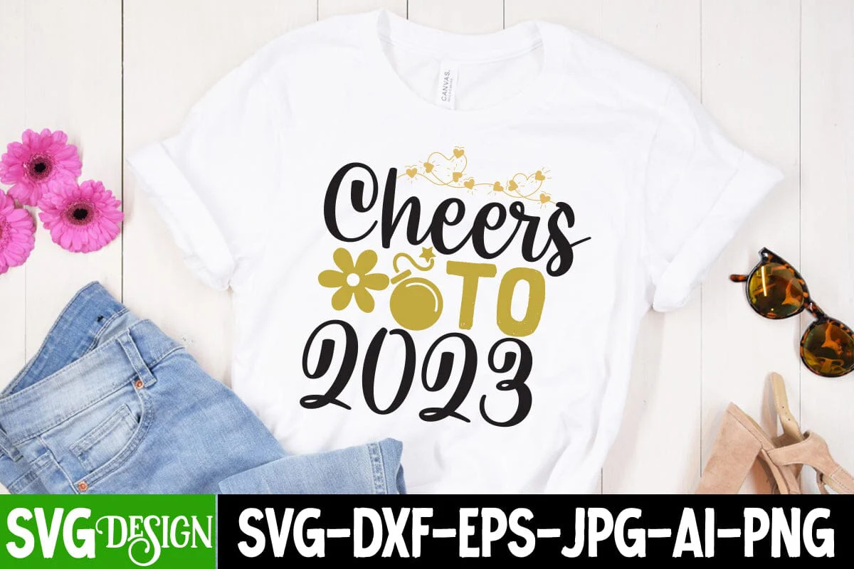 Cheers To 2023 SVG Cut File , Happy New Year SVG Cut File - Image 2