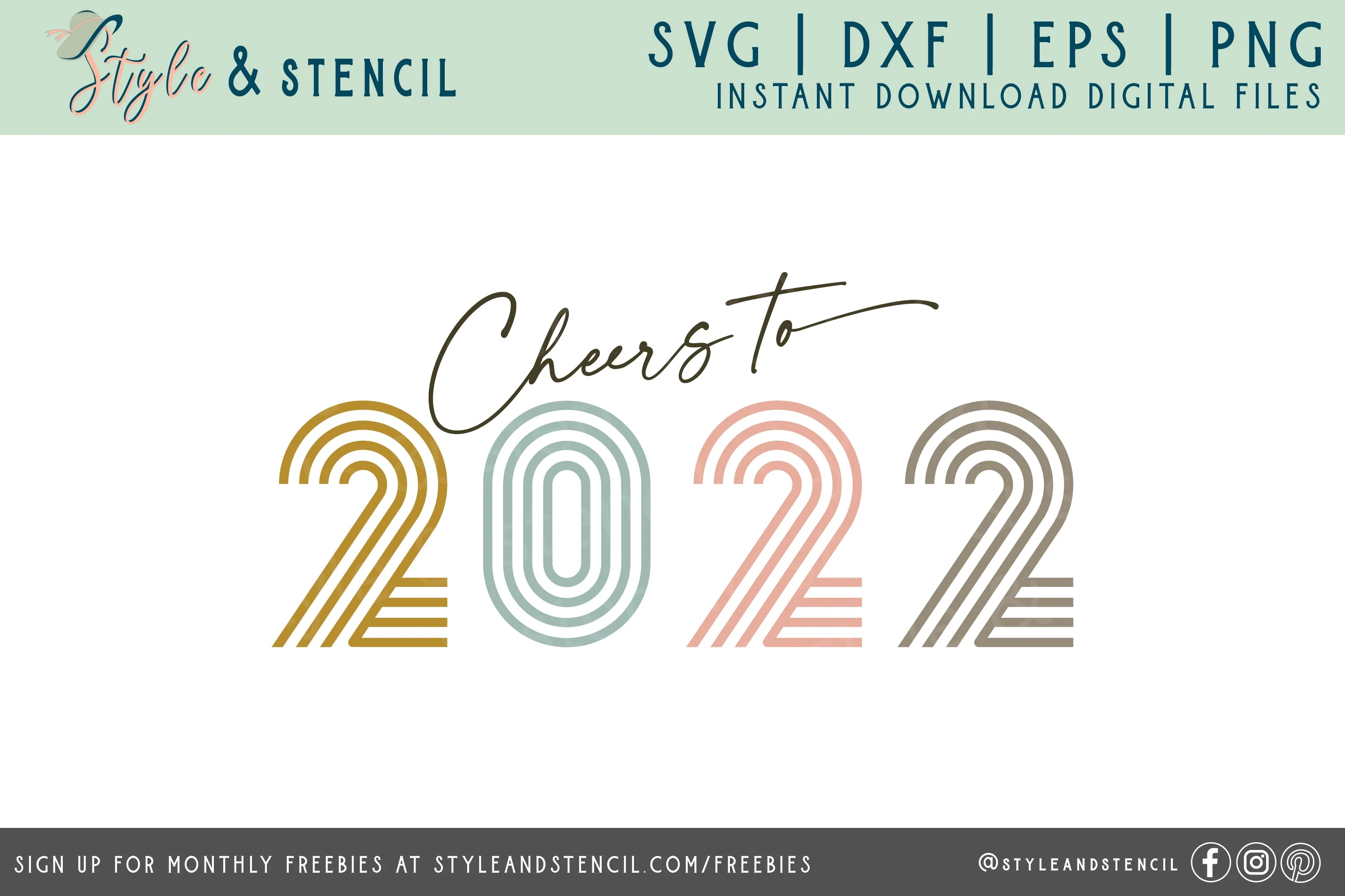 Cheers to New Year 2022 Retro SVG - Happy New Year - Image 2