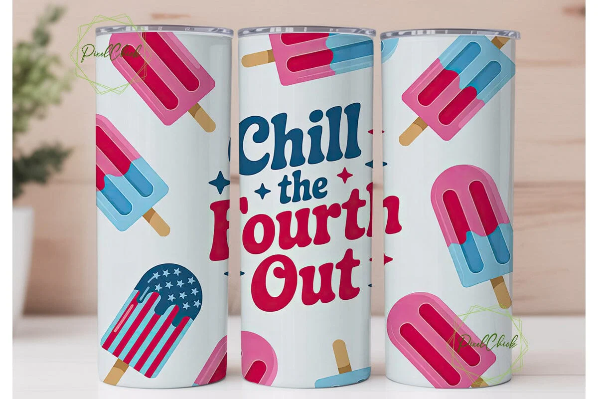 Chill The Fourth Out 20oz Tumbler Wrap - Image 2