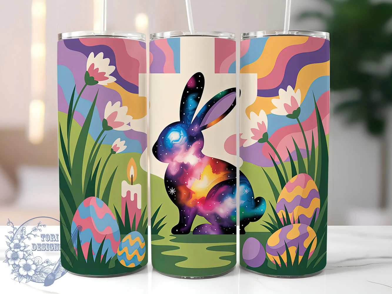 Christian Easter Bunny Tumbler, Christian Abstract Tumbler, Stylish 20oz Wrap, Sublimation Design, Trendy Gift Idea, Religious Bunny Wrap, Inspirational Easter Tumbler