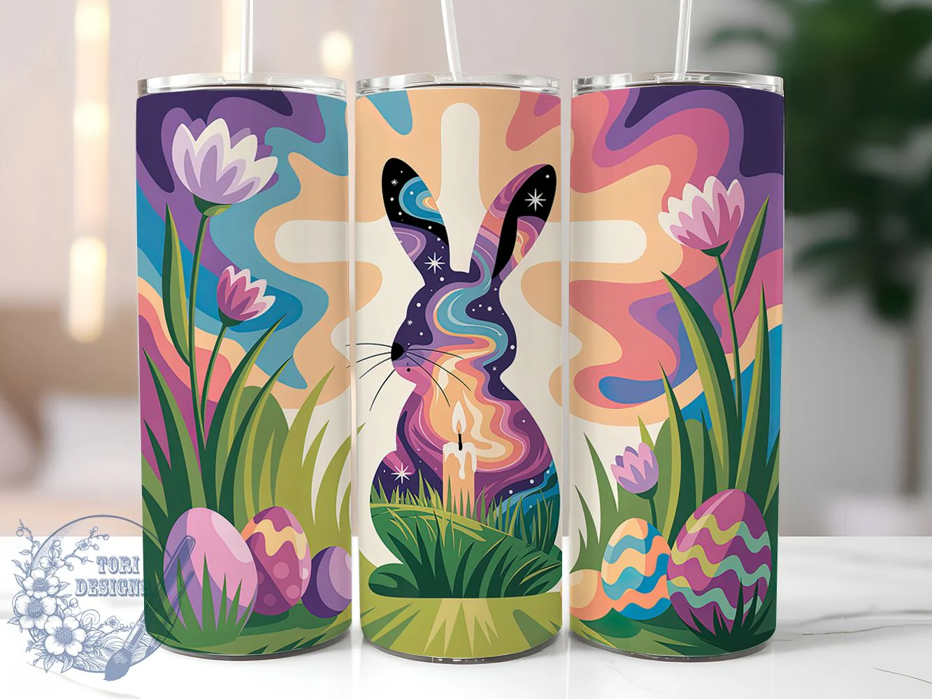 Christian Easter Bunny Tumbler, Christian Abstract Tumbler, Stylish 20oz Wrap, Sublimation Design, Trendy Gift Idea, Religious Bunny Wrap, Inspirational Easter Tumbler