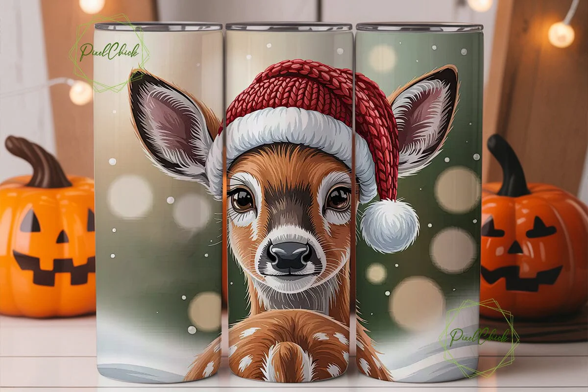 Christmas Baby Deer 20oz Tumbler Wrap - Image 3