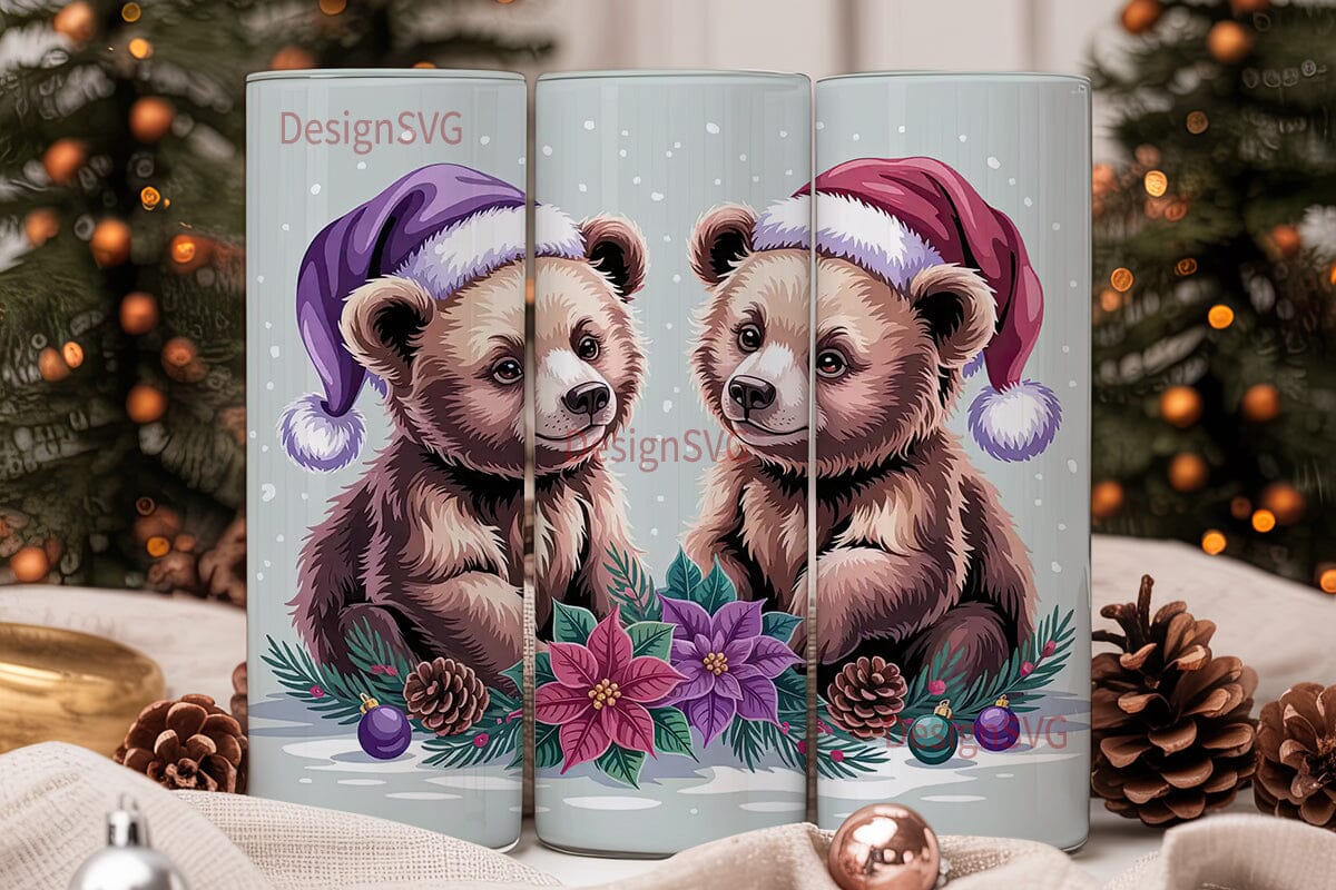Christmas Bear Cubs 20oz Tumbler Wrap - Image 2
