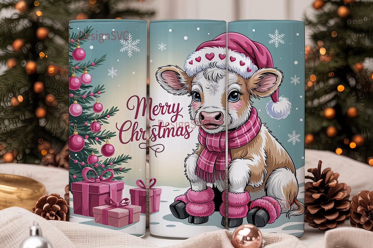 Christmas Calf 20oz Tumbler Wrap - Image 2