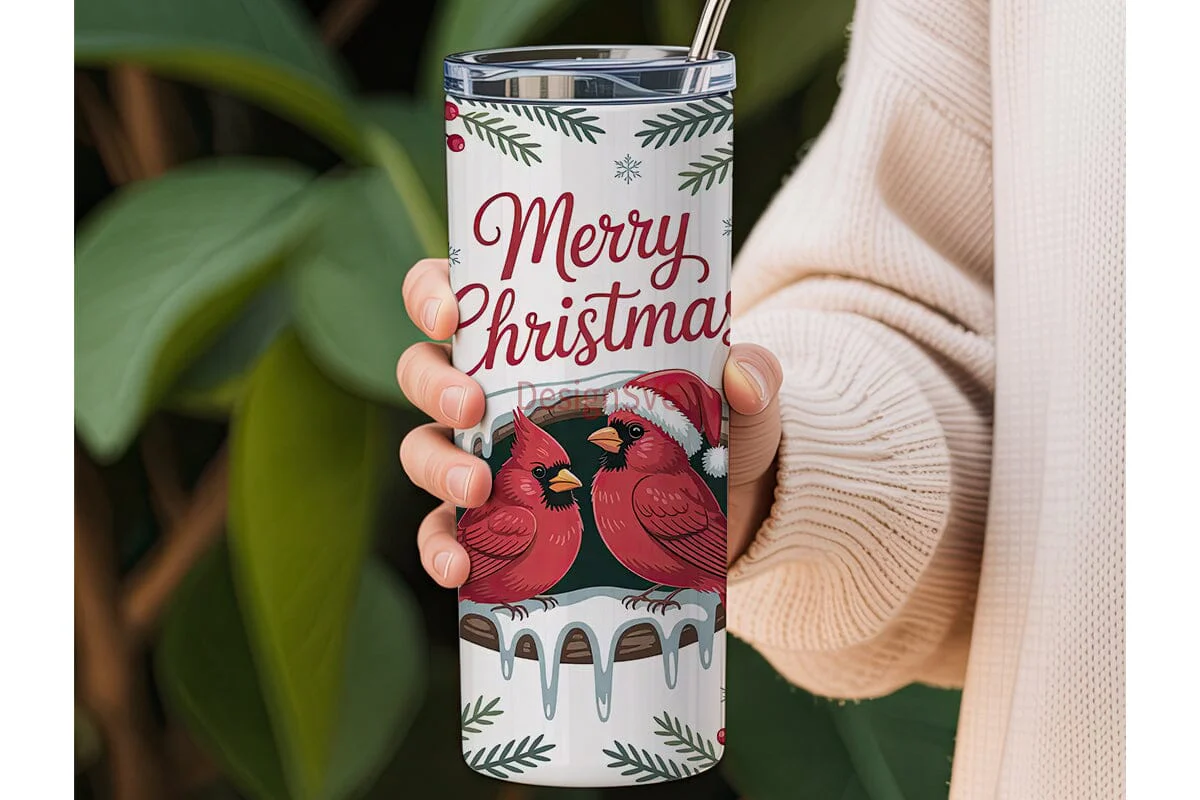 Christmas Cardinals 20oz Tumbler Wrap - Image 3