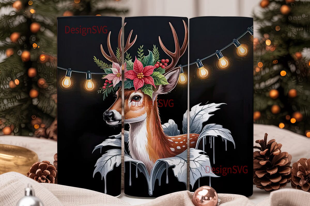 Christmas Deer 20oz Tumbler Wrap - Image 2